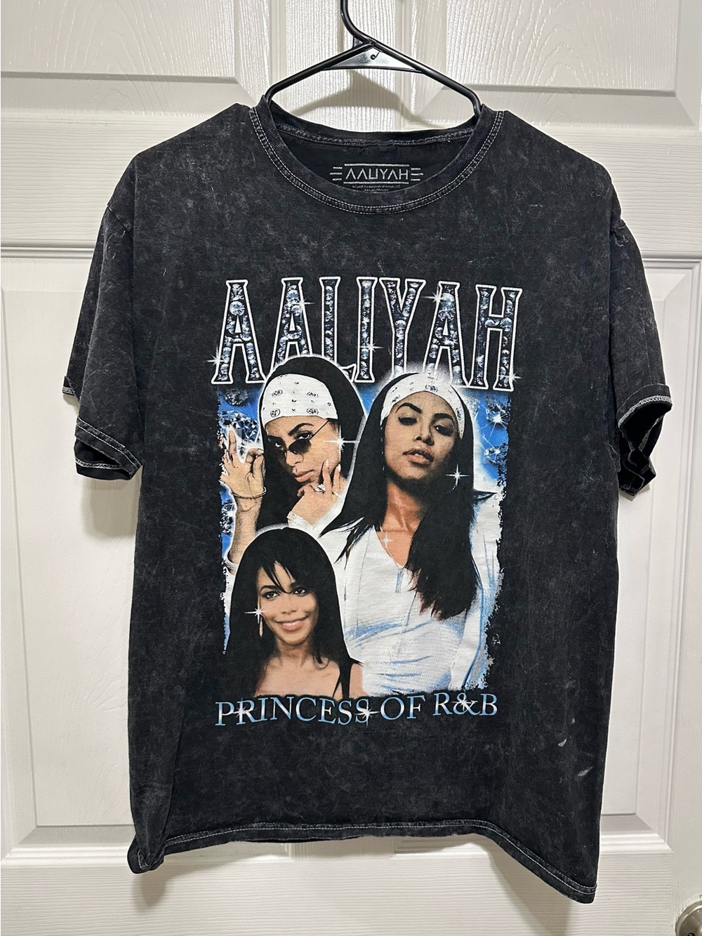 Aaliyah Black Graphic Tee - Aaliyah Princess of R&B Short Sleeve Top